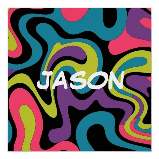 Pôster Personalized Neon Abstract Pattern — Retro Design (Frente)