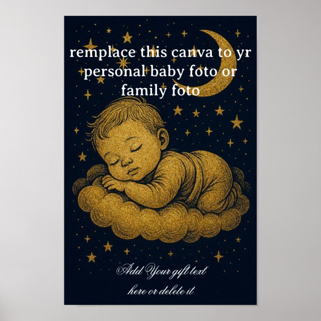 Poster Personalized Newborn Gift, Custom Name & Date  (Frente)