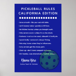 Poster Personalized Pickleball California Edition