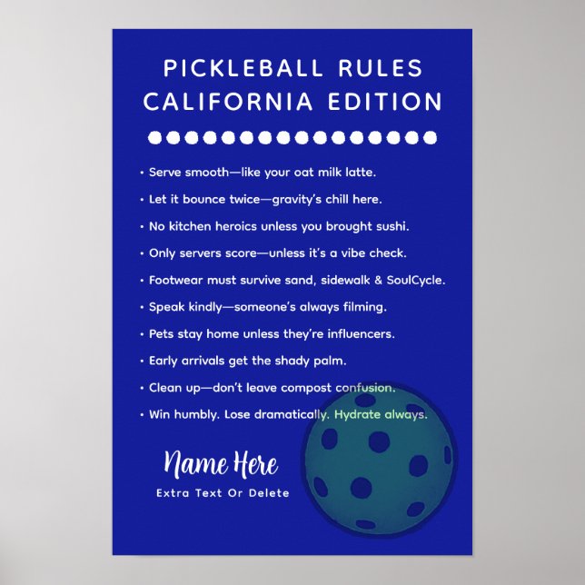 Poster Personalized Pickleball California Edition (Frente)