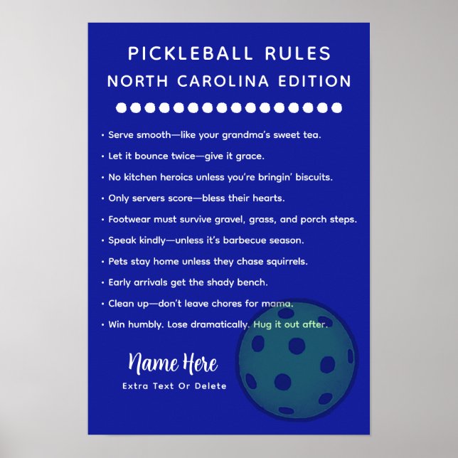 Poster Personalized Pickleball North Carolina Edition (Frente)