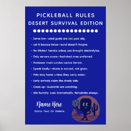 Poster Personalized Pickleball Rules Desert Survival
