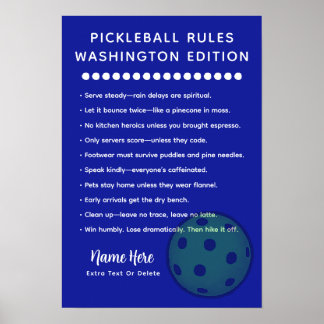 Poster Personalized Pickleball Rules Washington Edition