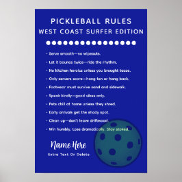 Poster Personalized Pickleball Rules West Coast Surfer