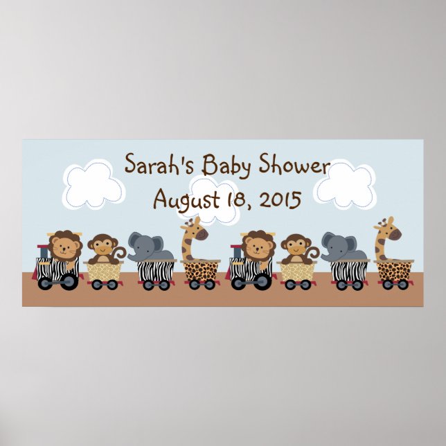 Pôster Personalized Safari Animals Train Poster/Banner (Frente)