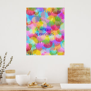 POSTER PERSONALIZED SPARKLY COLOURED MERRY CHRISTMAS