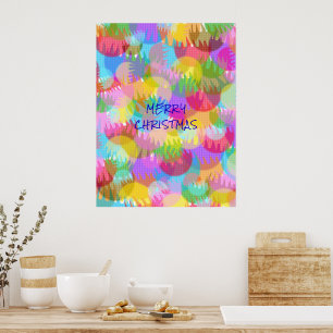 POSTER PERSONALIZED SPARKLY COLOURED MERRY CHRISTMAS