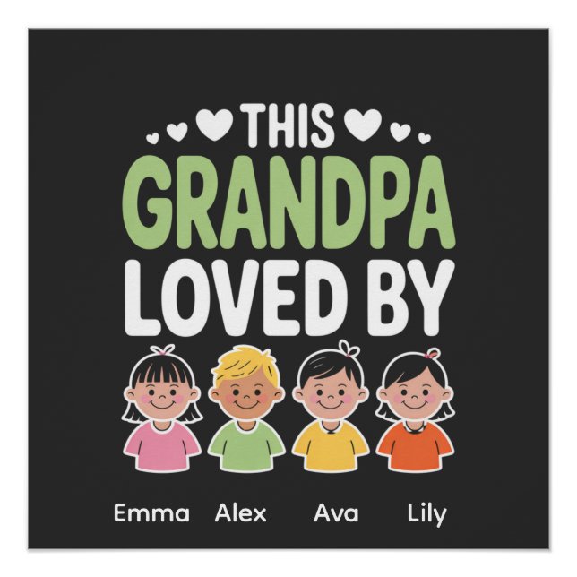 Pôster Personalized This Grandpa Loved By – Custom Kids  (Frente)