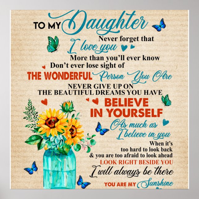 Poster Personalized To My Daughter Love From Mom Butterfl (Frente)