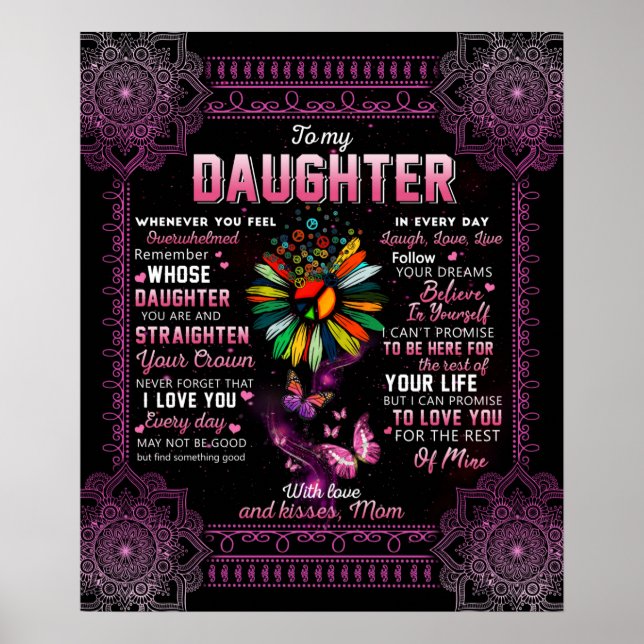 Poster Personalized To My Daughter Love From Mom Butterfl (Frente)
