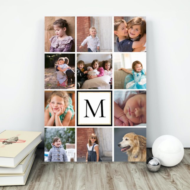 Poster Personalized twelve photo collage and monogram (Criador carregado)