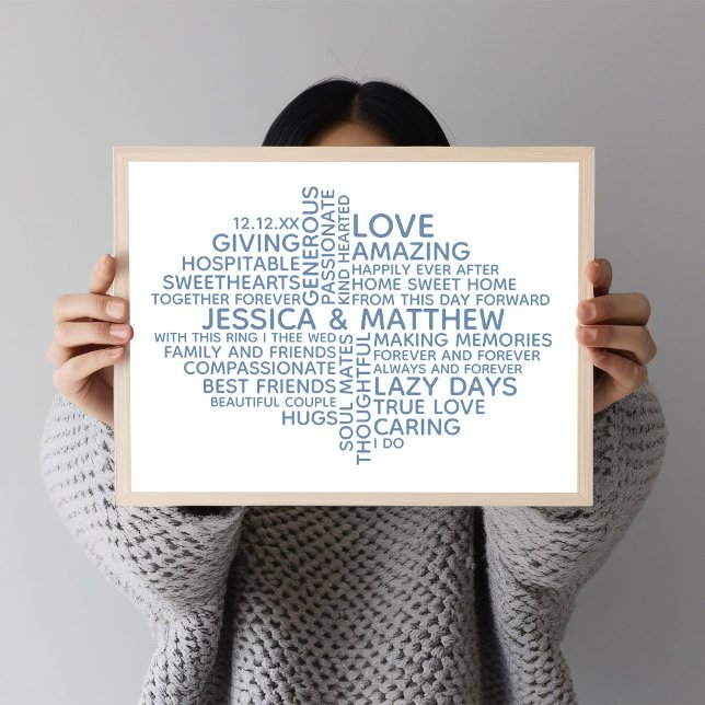 Poster Personalized Typography Word Cloud for Couples (Criador carregado)