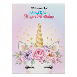 Pôster Personalized Unicorn Magical Birthday Welcome
