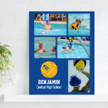 Poster Personalized Water Polo Photo Collage Team Name #<br><div class="desc">This personalized water polo photo collage poster features your favorite uploaded photos, an orange water polo ball graphic with your player's number (easily delete), and additional text such as your player's name and/or team name. This design is set against a background color of your choice - just click on customize...</div>
