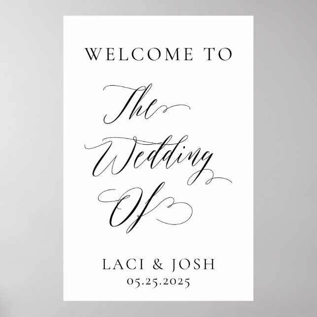 Poster Personalized Welcome to Our Wedding Sign | Custom  (Frente)