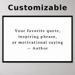 Poster Personalized Your Funny Quote – Create Your Own<br><div class="desc">Transform your space with a touch of timeless charm. This personalized vintage quote poster lets you create your own inspiring phrase or motivational saying, beautifully printed in elegant Averia Serif typography. Designed with a subtle black border design that perfectly complements the classic vintage style, this piece adds warmth and character...</div>