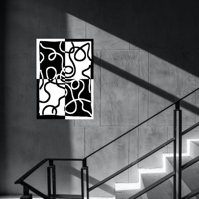 Poster Persuasão linear II: Abstrato preto e branco (Criador carregado)