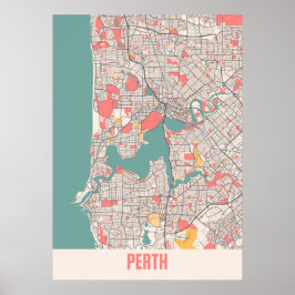 Poster Perth - Mapa da Cidade do Chalk na Austrália
