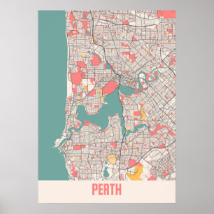 Poster Perth - Mapa da Cidade do Chalk na Austrália