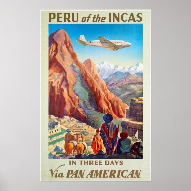 Poster Peru da Viagens vintage de Arte Incas (Frente)