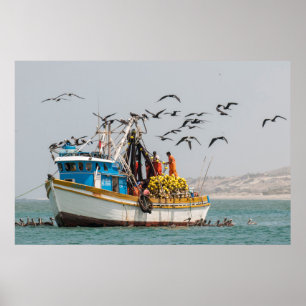 Pôster Peru, Los Organos. Barco de Pesca em Los Organos