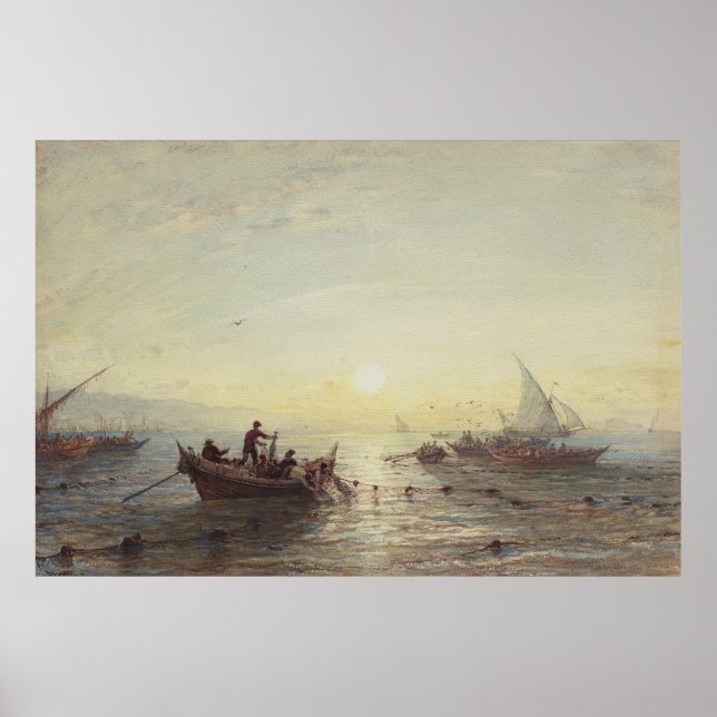 Poster Pesca ao amanhecer da costa perto de Marselha (Frente)