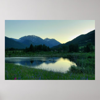 Poster Pesca ao pôr do sol