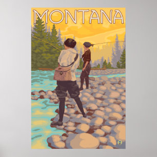 Pôster Pesca com mosca das mulheres - Montana