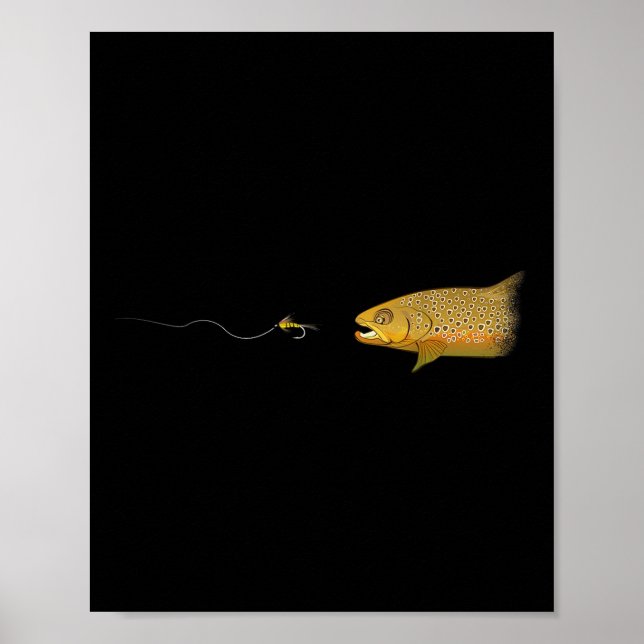 Poster Pesca com Mosca Truta Marrom Mosca Seca Amarrando  (Frente)