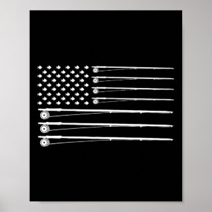 Poster Pesca com vara de mosca Bandeira Americana