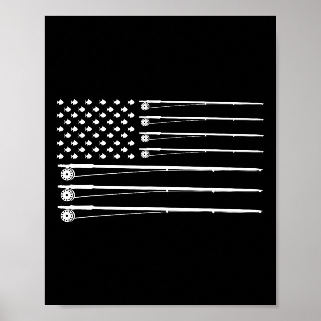 Poster Pesca com vara de mosca Bandeira Americana  (Frente)
