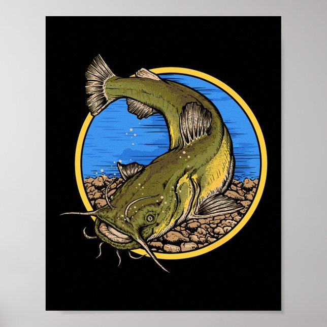 Poster Pesca de Bagre de Cabeça Chata  (Frente)