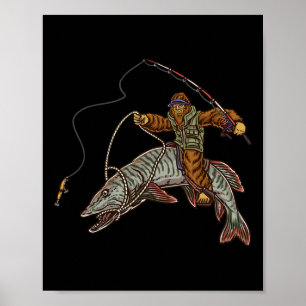Poster Pesca de Muskie Caça de Tiger Musky Bigfoot Pescad