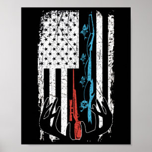Poster Pesca de Rod com pavilhão norte-americano