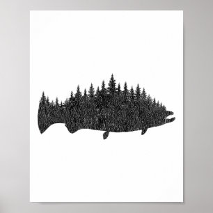 Poster Pesca de Salmão - Presente para Pescador de Salmão