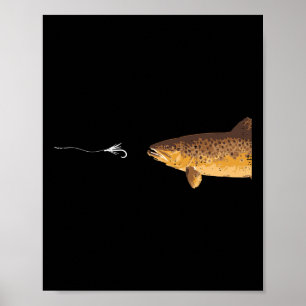 Poster Pesca de Truta Marrom Gancho Pescador Pescador Hom
