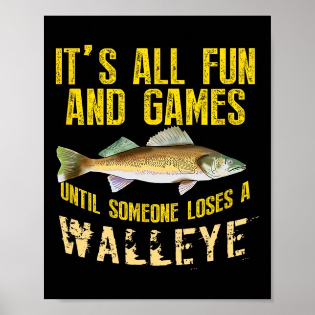Poster Pesca de Walleye Engraçada Gráfico de Peixe de Águ (Frente)