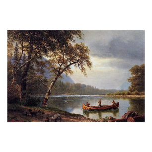Pôster Pesca do salmão no Cascapediac Albert Bierstadt