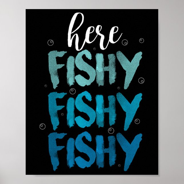 Poster Pesca Engraçada Aqui Peixe Com Amor, Lago De Verão (Frente)
