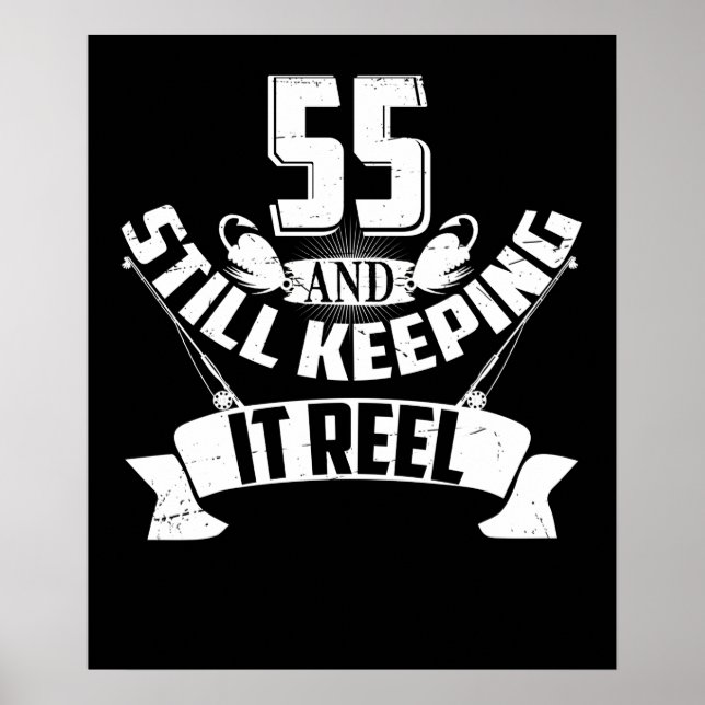 Poster Pesca engraçado 55.o aniversário Presente Pescador (Frente)