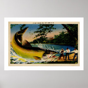 Poster Pesca exagerado do vintage engraçado
