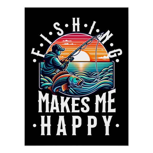 Pôster Pesca me deixa feliz (Frente)
