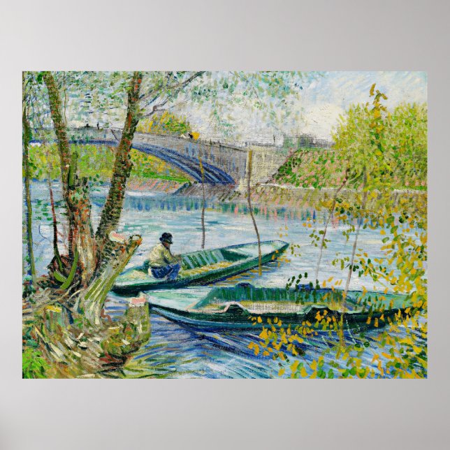 Poster Pesca na Primavera por Vincent van Gogh (Frente)