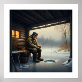 Poster Pesca no gelo no inverno