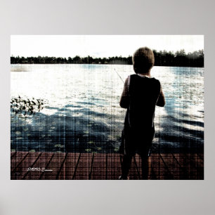 Pôster Pesca no por do sol