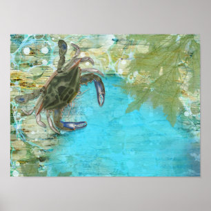 Poster Pesca Oceânica de Caranguejo Azul