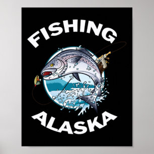 Poster Pesca selvagem de salmão do Alasca no Peixes do Al