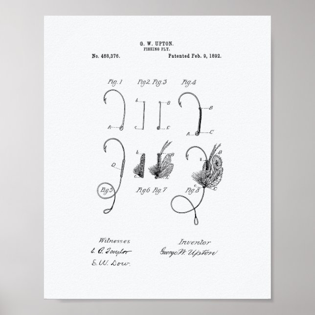 Pôster Pesca: Voo 1892, Arte Patente - Livro Branco (Frente)