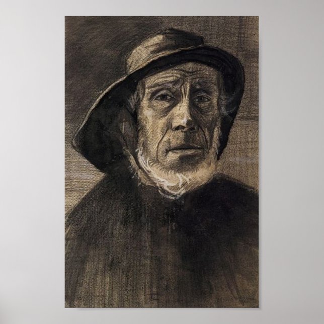 Pôster Pescador Chefe, Beard Sou wester, Vincent van Gogh (Frente)