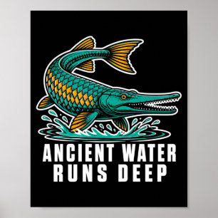 Poster Pescador de aligator gar vintage angustiado de águ
